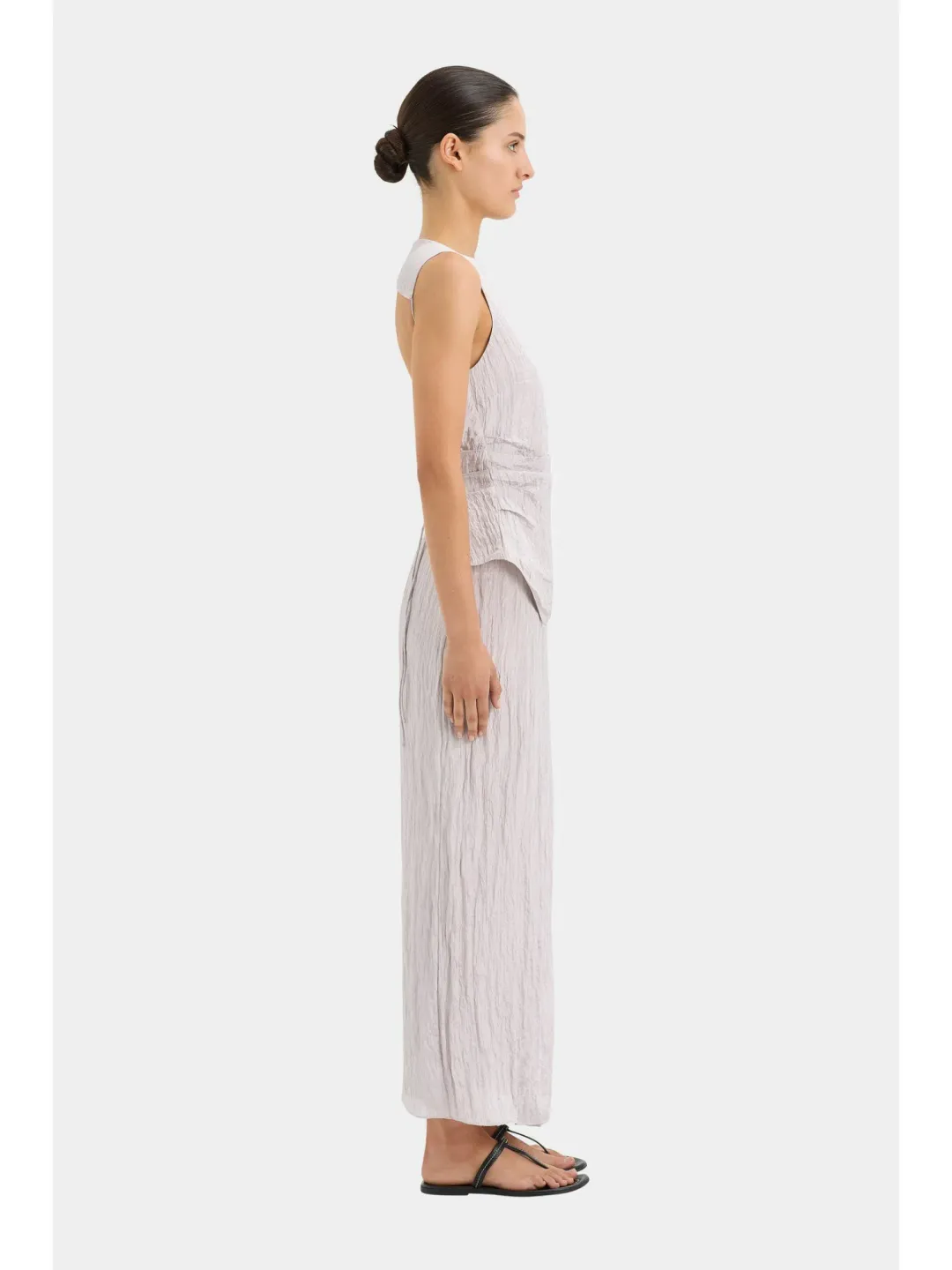 Sir The Label Ligera Open Back Top and Wrap Midi Skirt Set Silver Size AU 8 for rent on The Volte - main image
