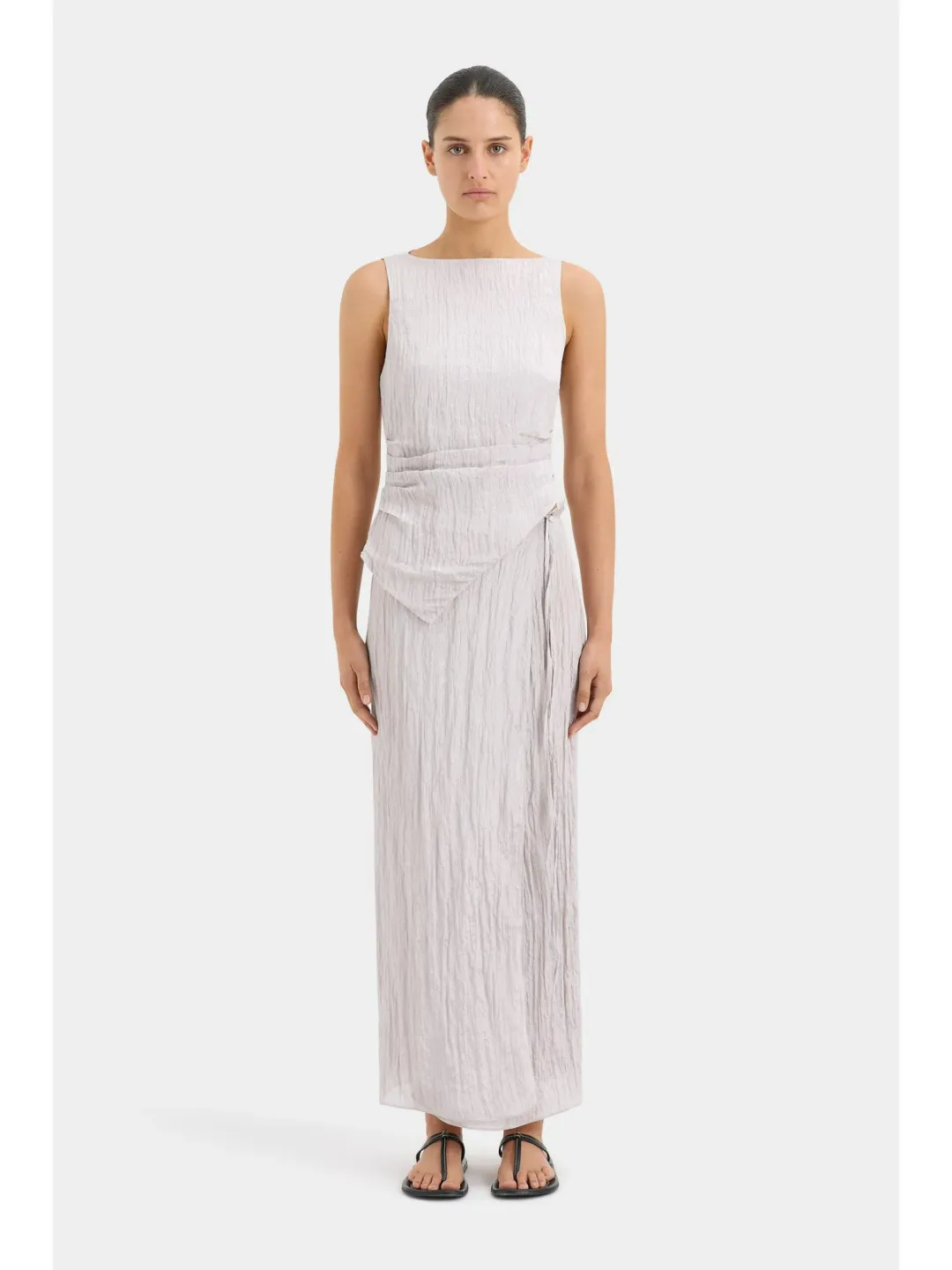 Sir The Label Ligera Open Back Top and Wrap Midi Skirt Set Silver Size AU 8 for rent on The Volte - main image