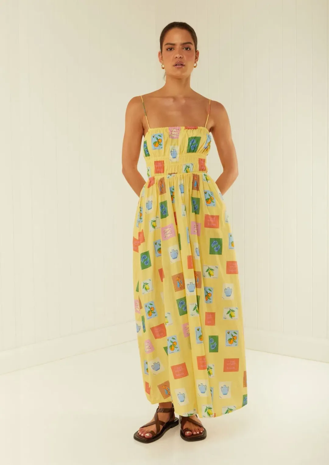 Palm Noosa West Dress Yellow Emblem Size 12 for rent on The Volte - main image