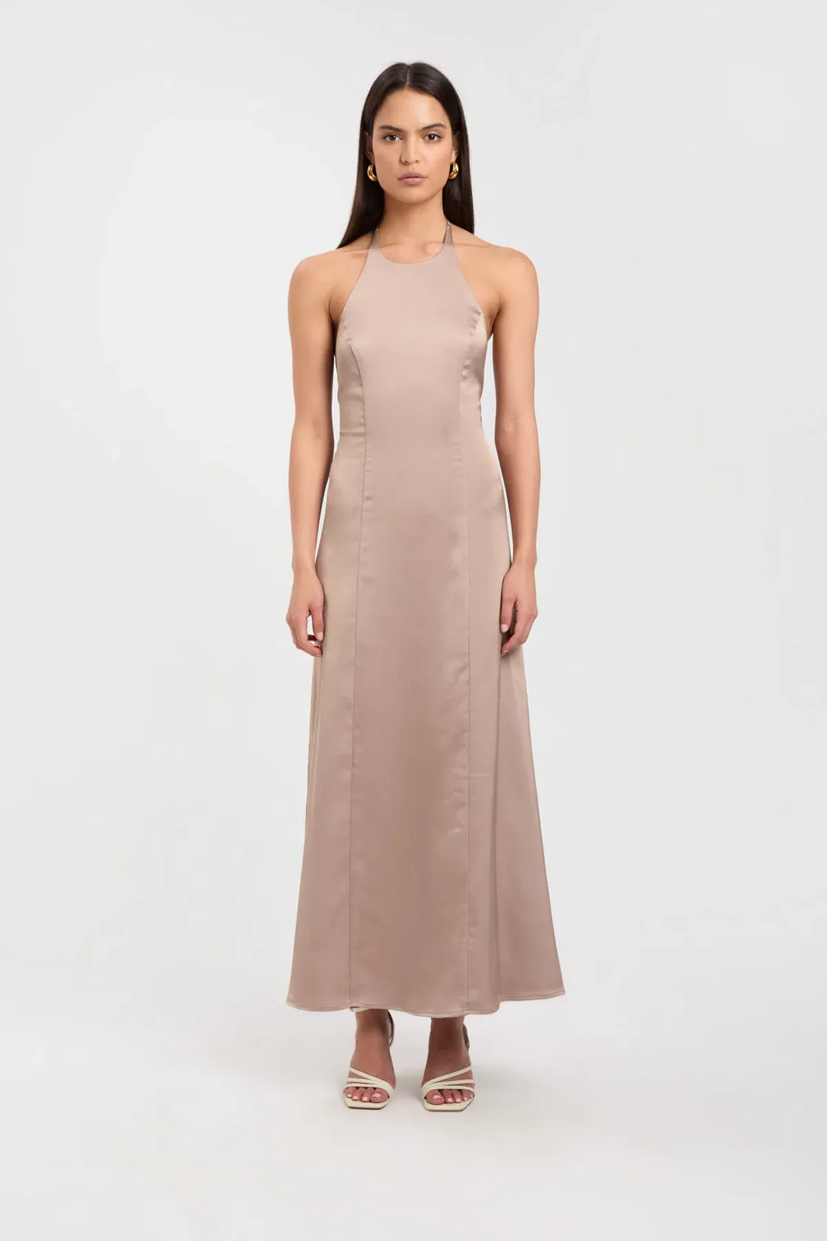 Kookai Belle Tie Back Midi Dress Bronze Size 10 for rent on The Volte - main image