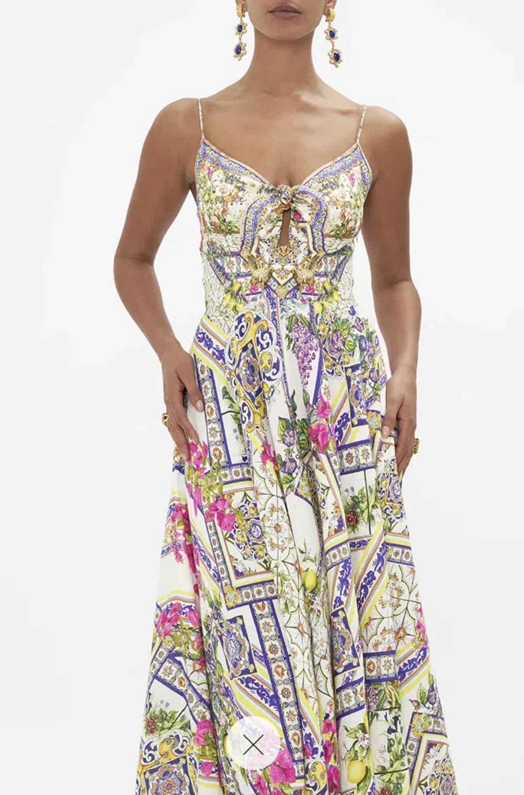 Camilla Long Dress With Tie Front Amalfi Amore Size S for rent on The Volte - main image