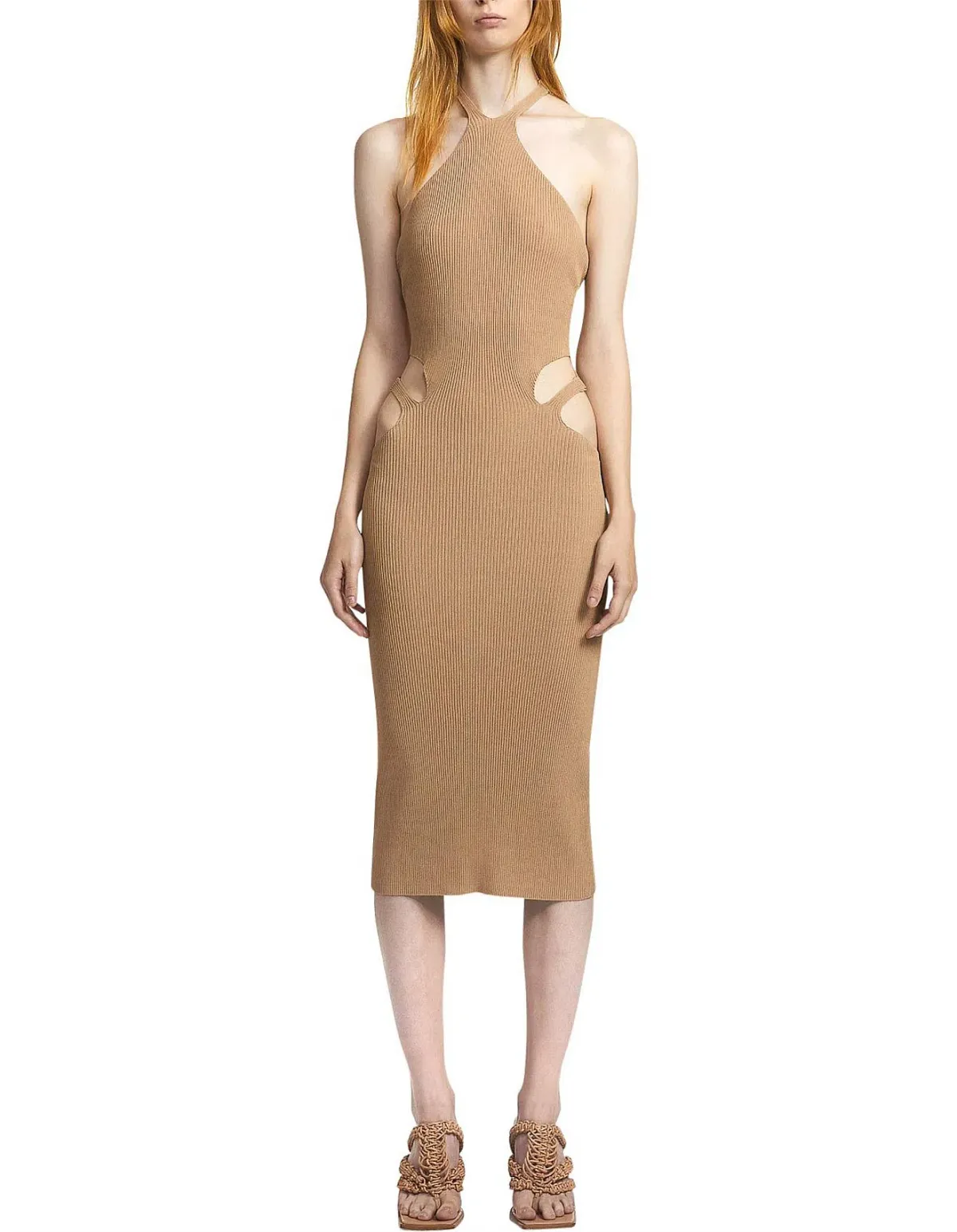 Dion Lee Lustrate Fork Dress Beige Size 10 for rent on The Volte - main image