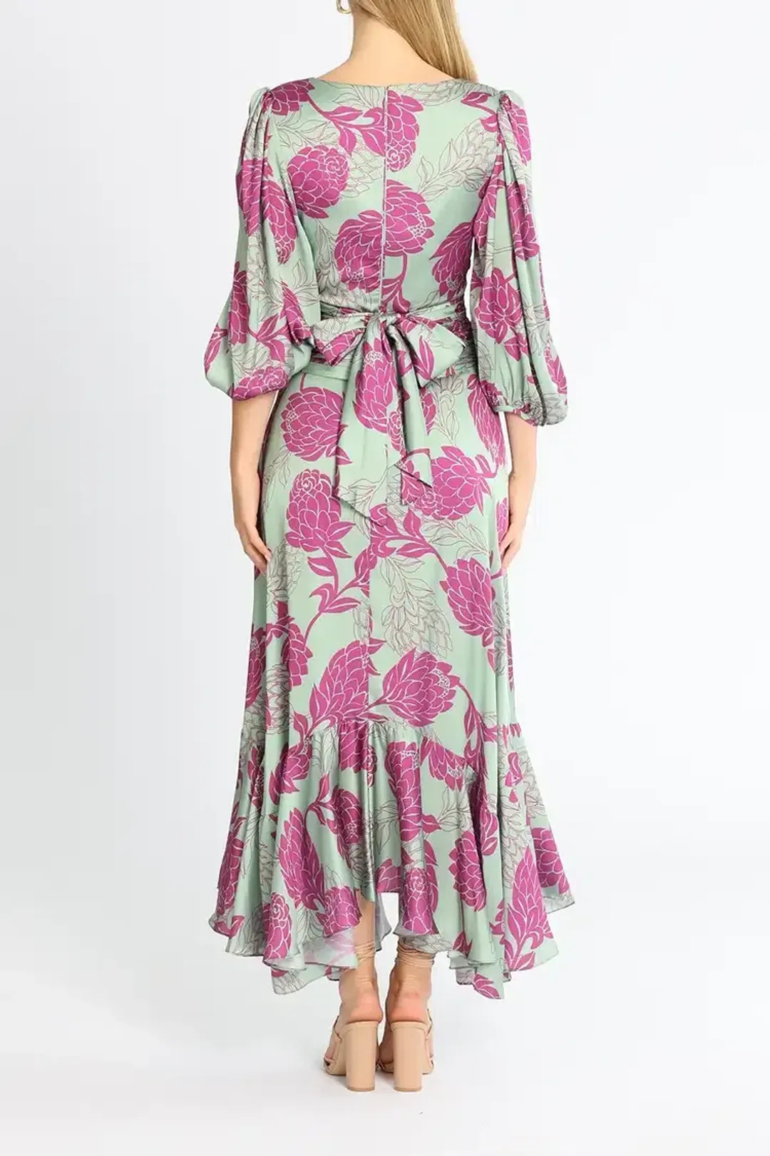 PatBo Celia Print Dress in Aqua Size 8 for rent on The Volte - main image