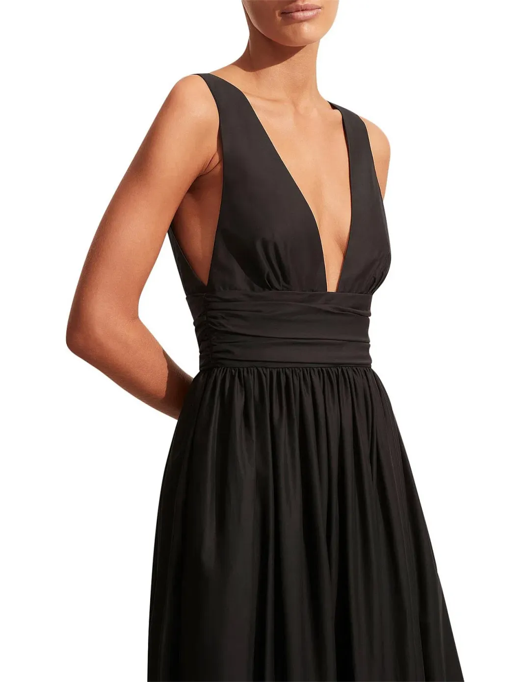 Matteau Tiered Plunge Dress Black Size 4 / AU 12 for rent on The Volte - main image