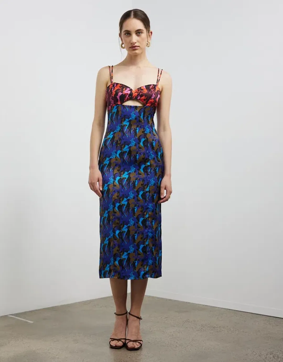 Staud Sketching Midi Dress Plum Sapphire Sirens Size 10 for rent on The Volte - main image