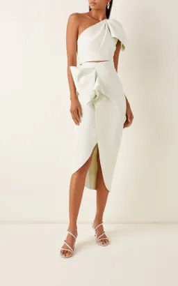 Acler Mancroft One Shoulder Top and Midi Skirt Set Mint Green Size 8 for rent on The Volte - image 2
