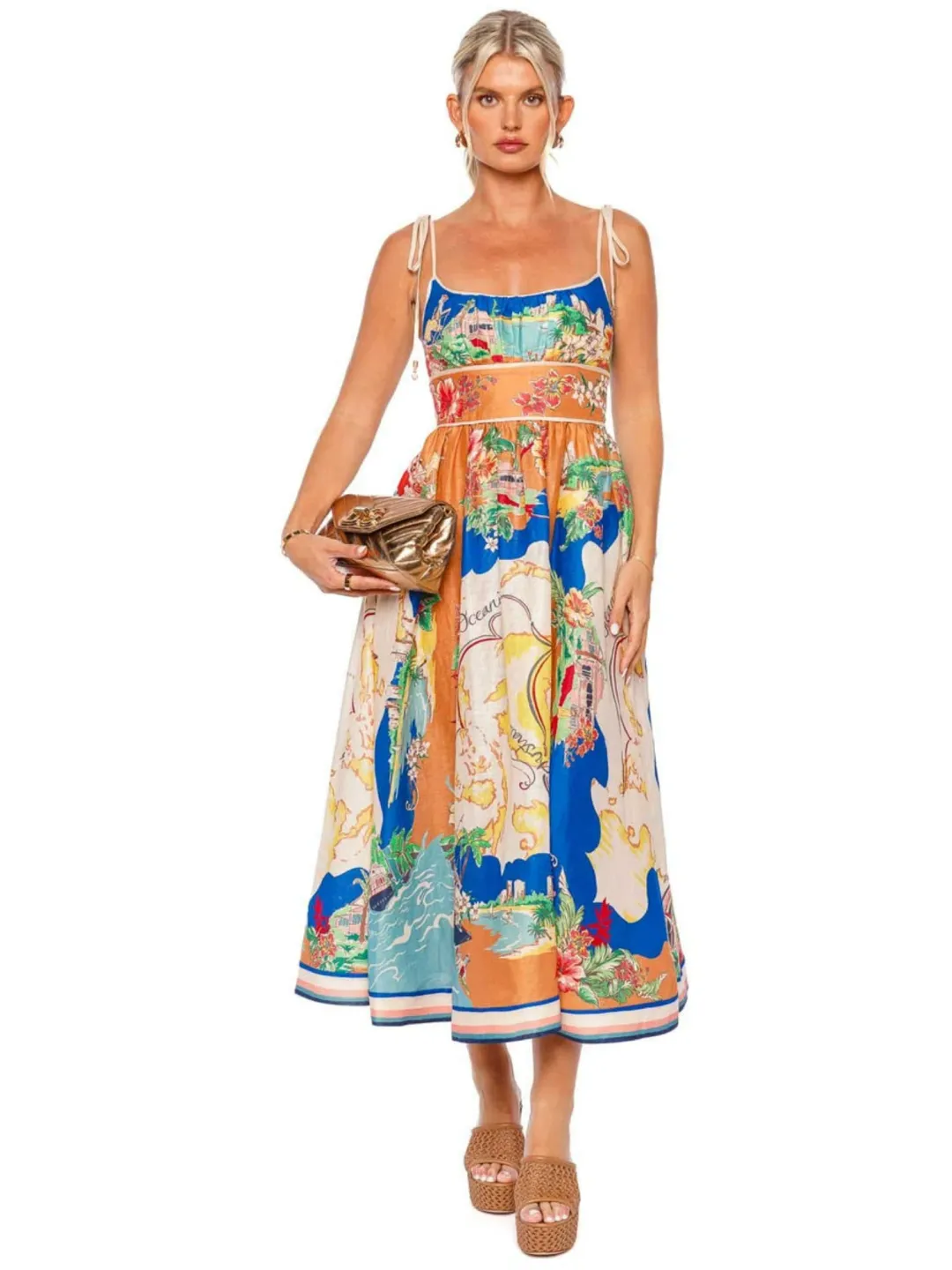 Zimmermann Alight Picnic Dress Nautical Map Size 3 / AU 14 for rent on The Volte - main image