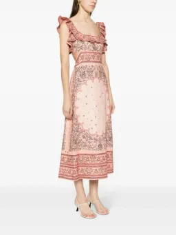Zimmermann Matchmaker Frilled Midi Pink Bandana Size 3 / AU 14 for rent on The Volte - image 2