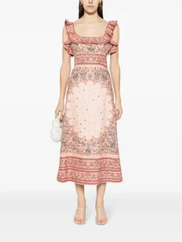 Zimmermann Matchmaker Frilled Midi Pink Bandana Size 3 / AU 14 for rent on The Volte - image 1