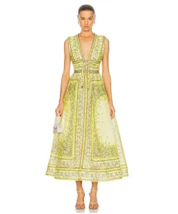 Zimmermann Matchmaker Bow Long Dress Yellow Bandana Print Size 0P / AU 6 for rent on The Volte - image 1