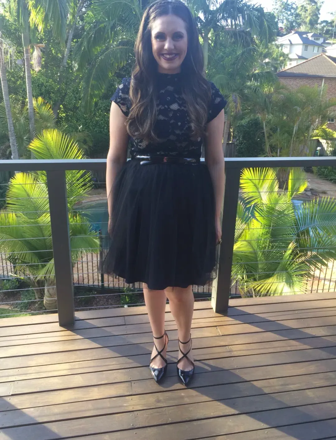 Cue Floral and Tulle Dress Black Size 14 for rent on The Volte - main image