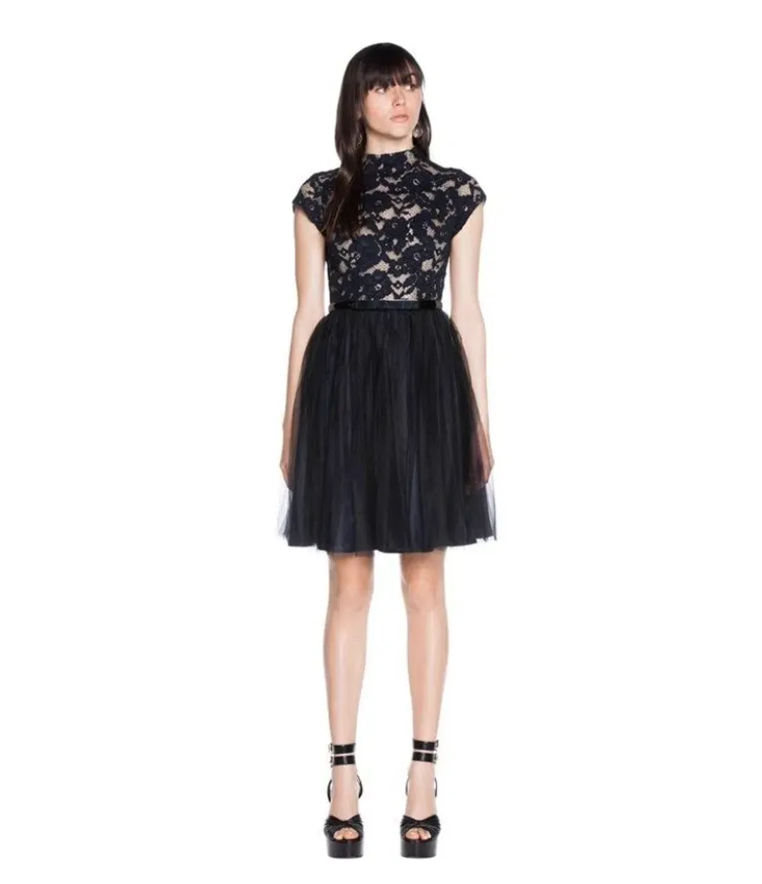 Cue Floral and Tulle Dress Black Size 14 for rent on The Volte - main image