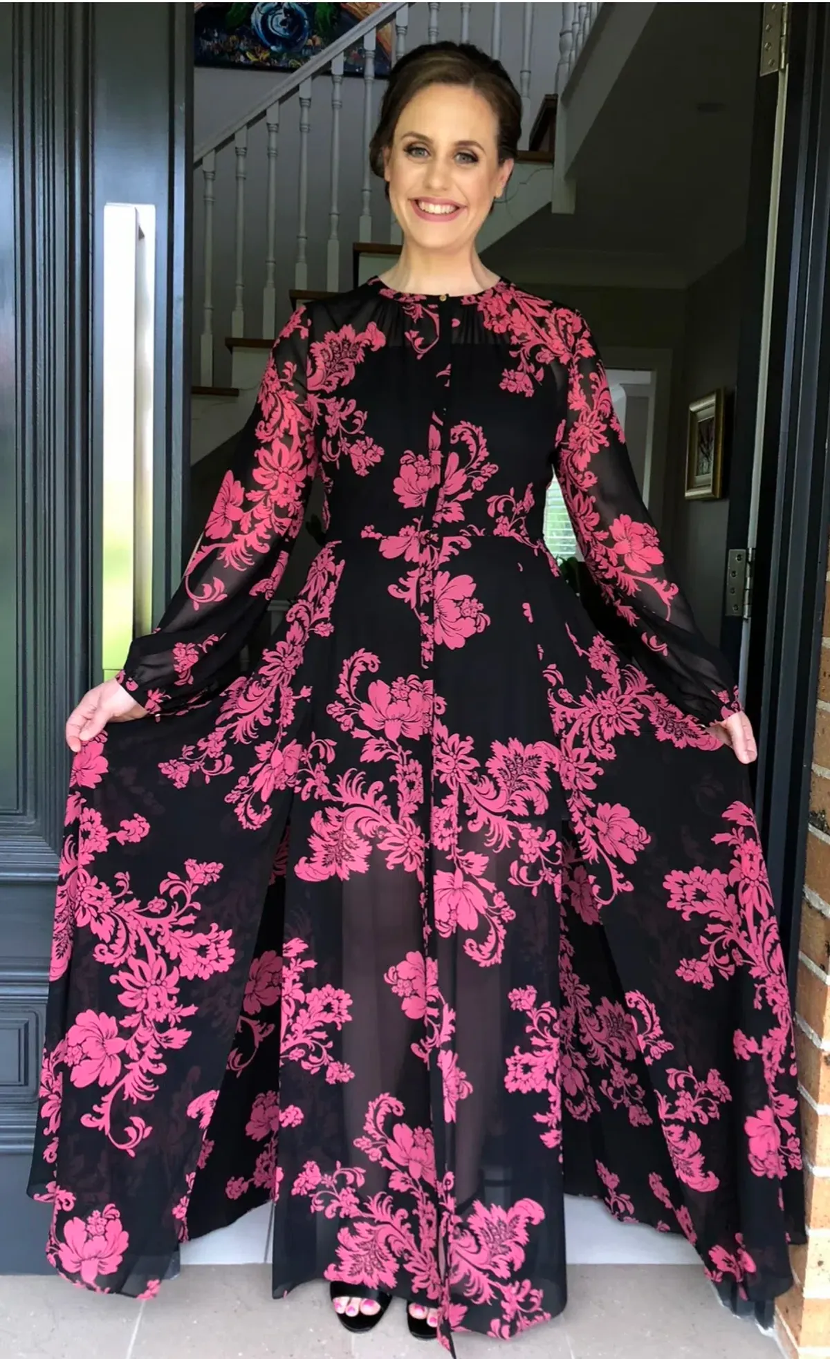 Sass and Bide Floral Dress Pink and Black Size 14 for rent on The Volte - main image