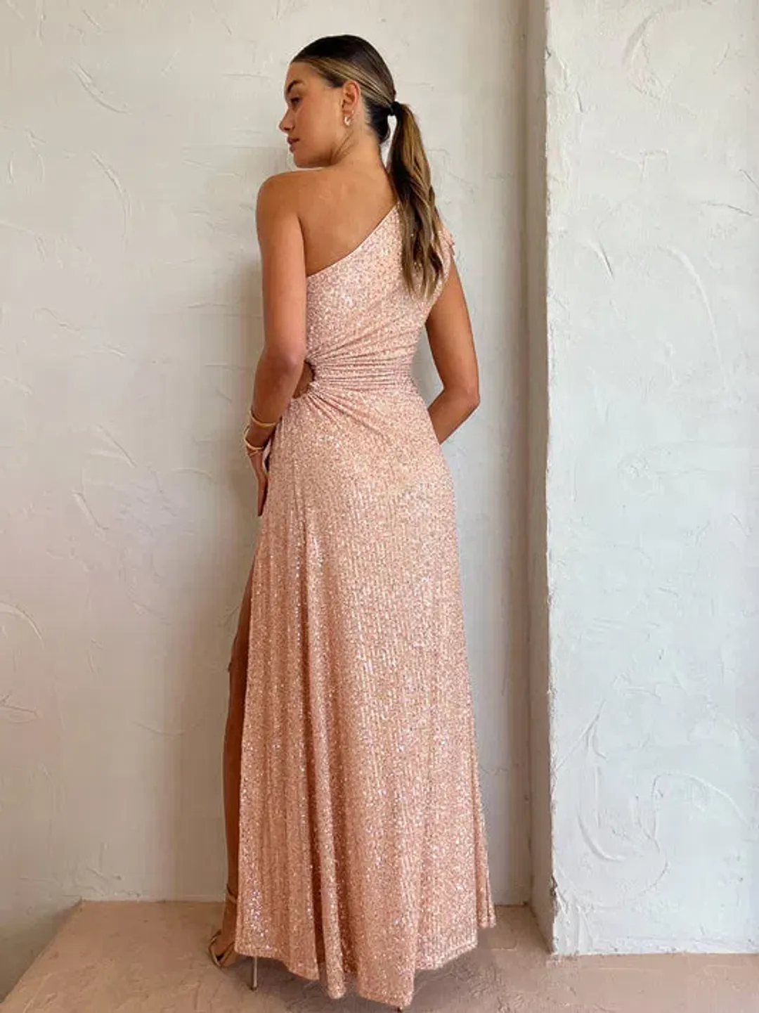 Sonya Nour Gold Sequins Dress Gold Size 8 for rent on The Volte - main image
