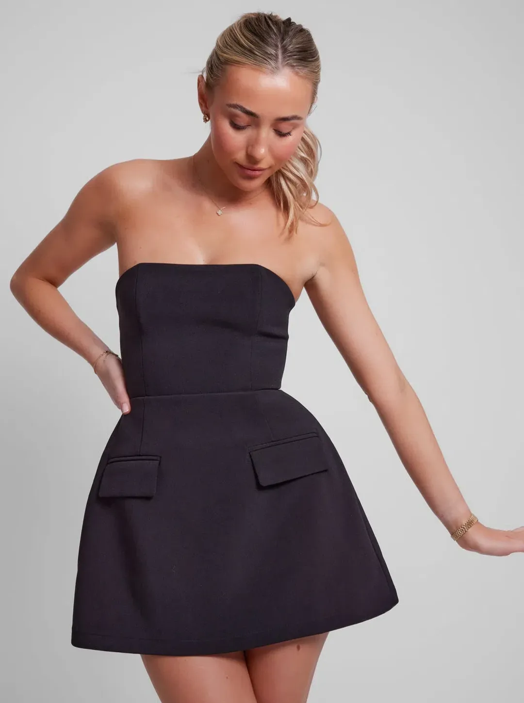 Odd Muse The Ultimate Muse Strapless Black Dress Black Size XS/ AU 6 for rent on The Volte - main image