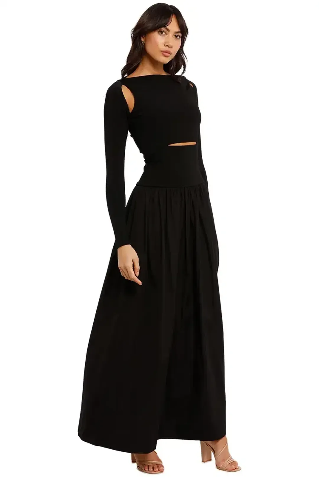 Esse Knit Cotton Split Maxi Dress in Black Size 6 for rent on The Volte - main image