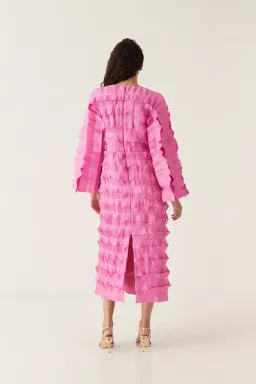 Aje Palladium Ruffled Midi Dress in Muted Fuchsia Size AU 10 for rent on The Volte - image 3