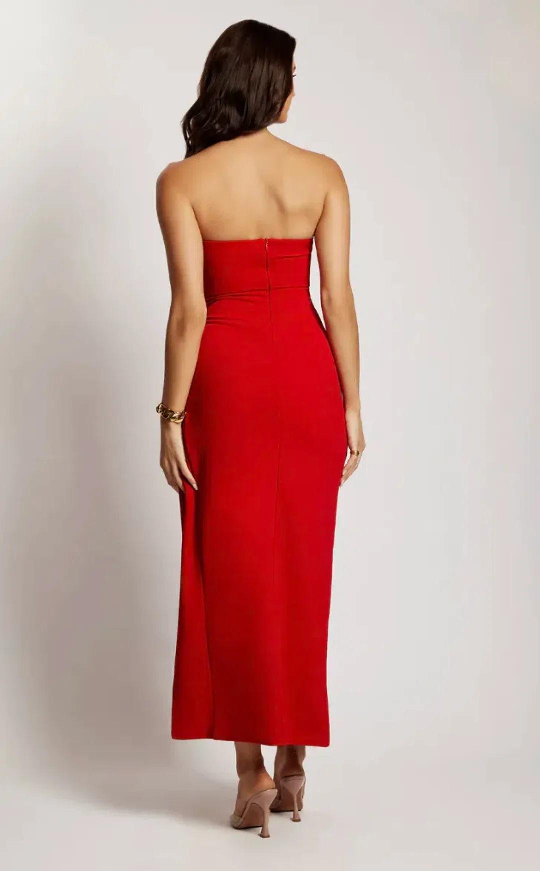 Meshki Rachel Maxi Split Front Dress Red Size L/Au 12 for rent on The Volte - main image