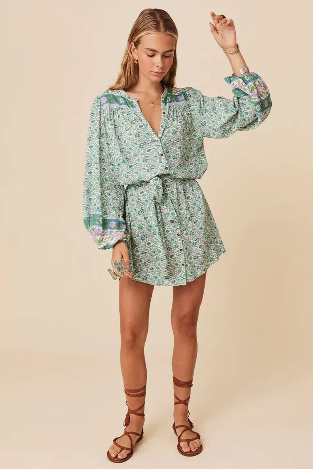 Spell Sienna Tunic Dress Green Size XL/AU 14 for rent on The Volte - main image