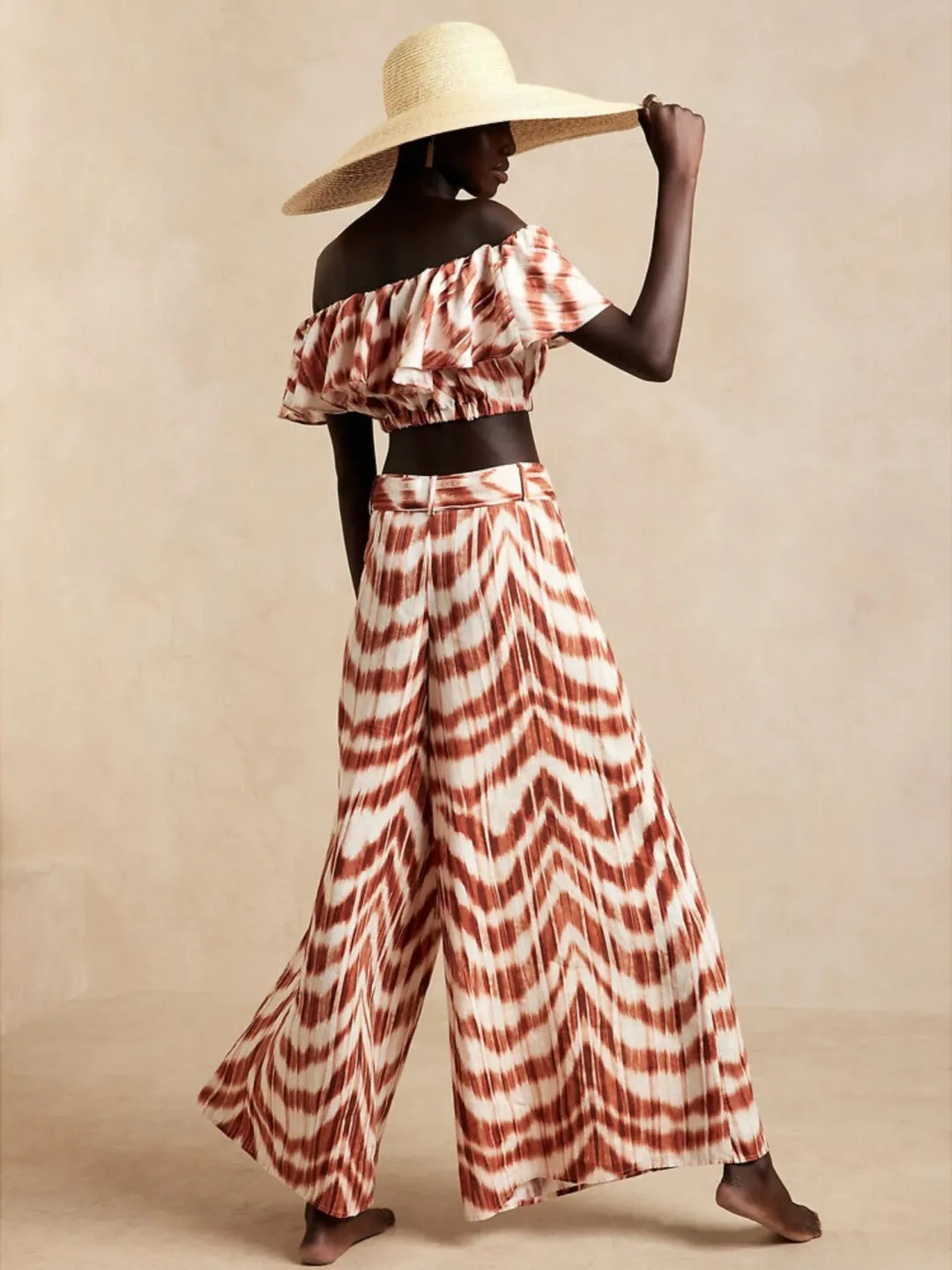 Banana Republic Meridian Linen Top and Pant Set Zebra Print Size AU 10  for rent on The Volte - main image