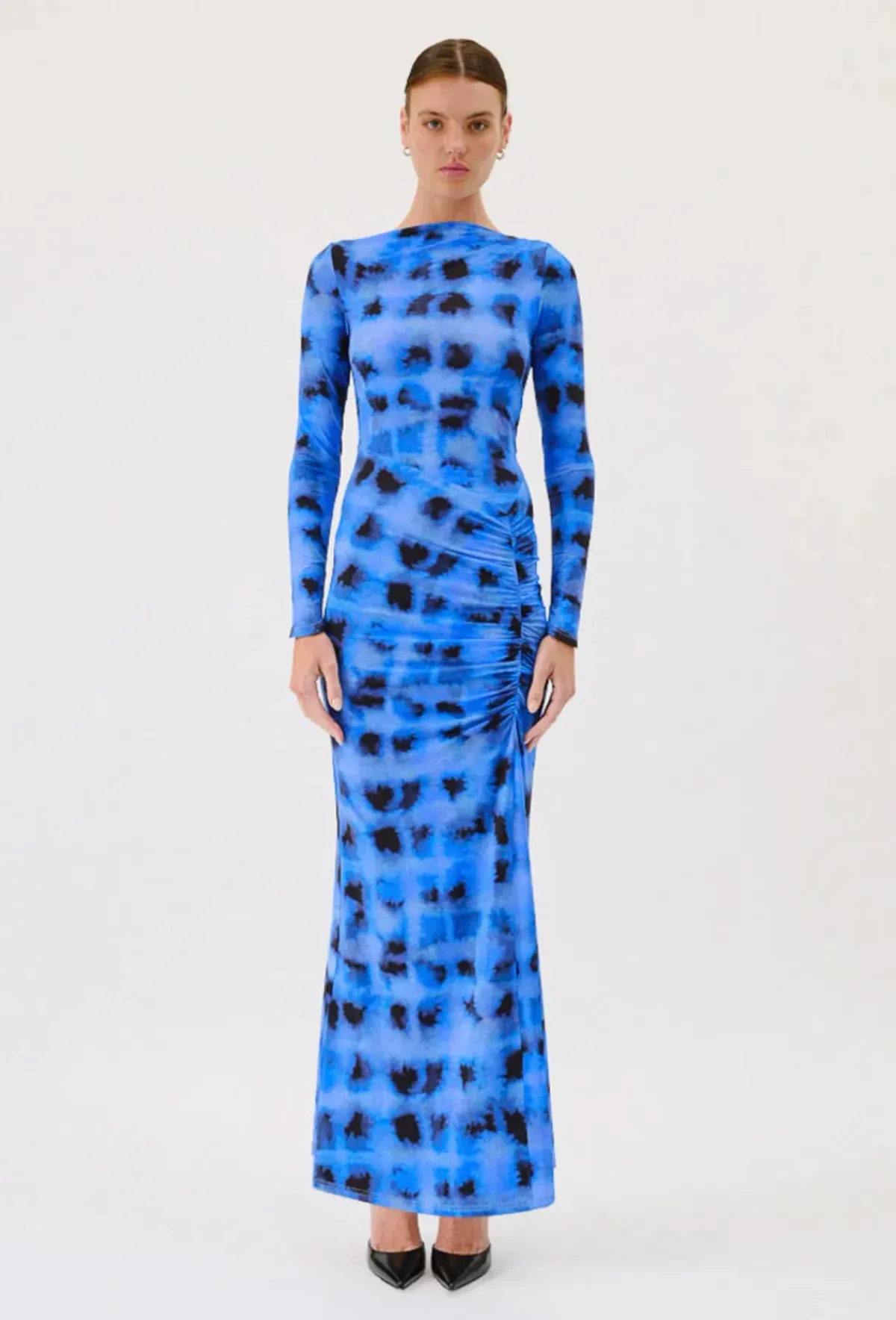 Suboo Shibori Long Sleeve Ruched Maxi Dress Blue Size S / AU 8 for rent on The Volte - main image