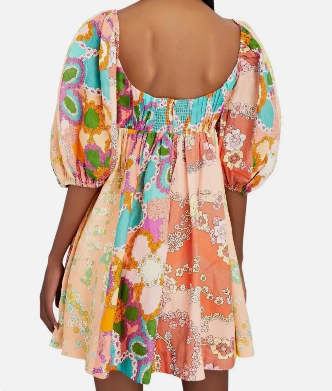 Zimmermann Lola Panelled Mini Dress Multi Floral Size 0P / AU 6 for rent on The Volte - main image