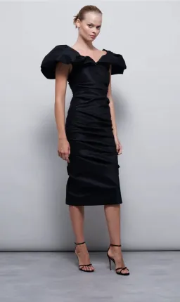 Rachel Gilbert Frey Midi Dress Black 5/AU16 for rent on The Volte - image 3