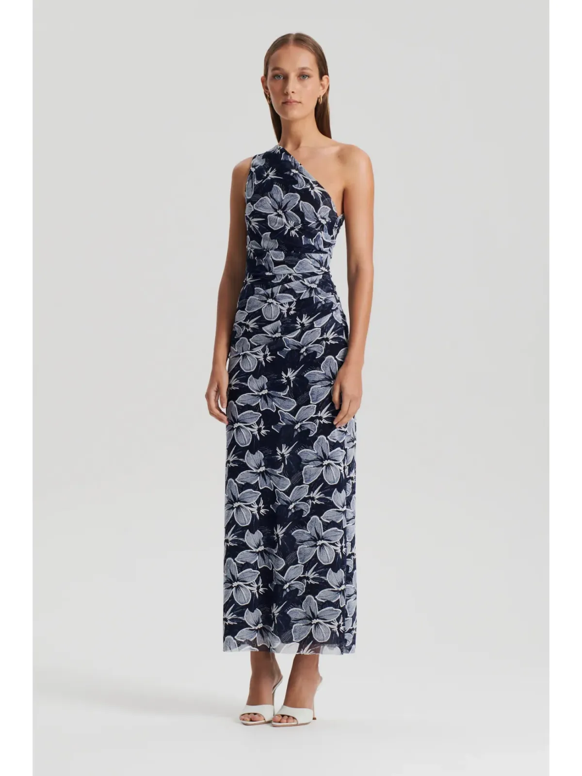 Scanlan Theodore Italian Floral Mesh Dress Navy Size AU 6 for rent on The Volte - main image