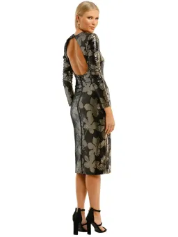 Rebecca Vallance Lepore Longsleeve Midi Dress in Gold Size AU 14 for rent on The Volte - image 2