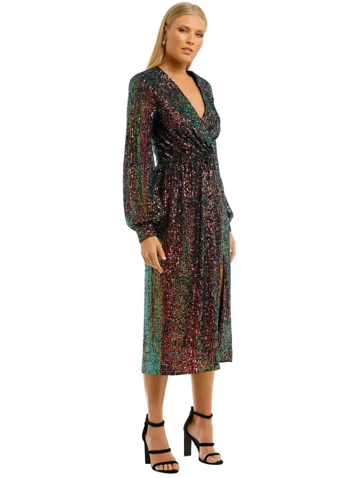 Rebecca Vallance Roxbury Long Sleeve Midi Dress in Multi Size AU 12 for rent on The Volte - main image