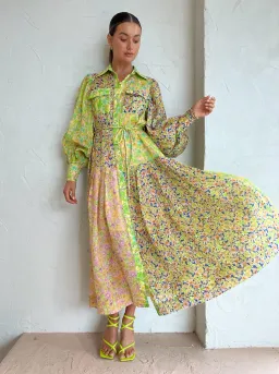 Alemais Daisy Patchwork Shirtdress In Multi Size AU 8 for rent on The Volte - image 2