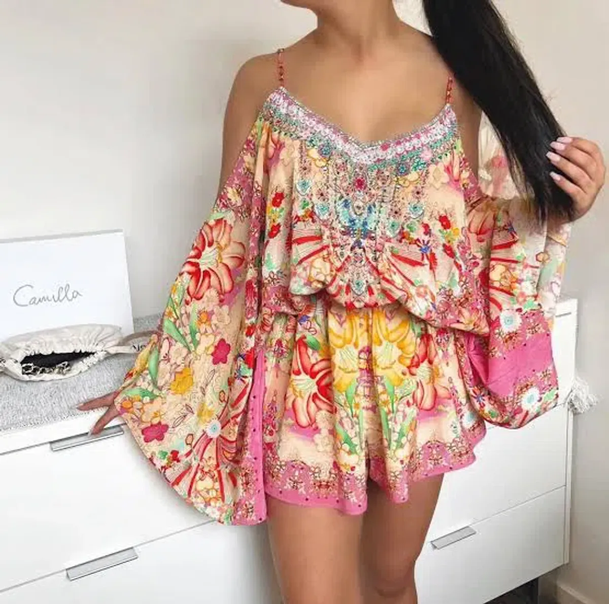 Camilla Franks Drop Shoulder Playsuit Kimono Kisses Size S / AU 10 for rent on The Volte - main image