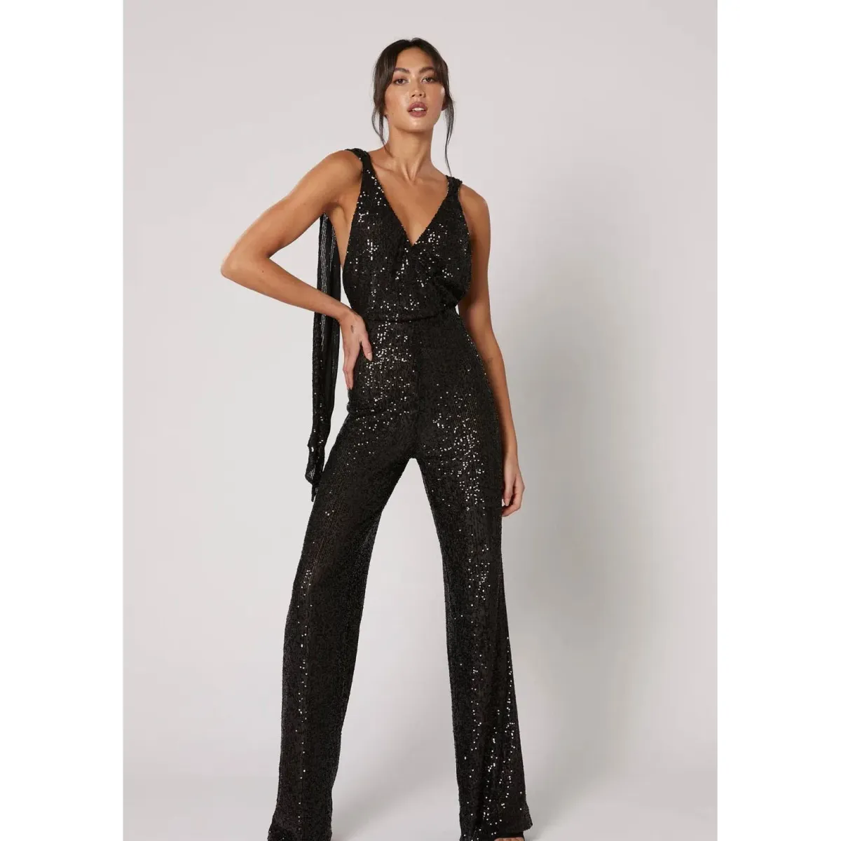 Winona Amara Jumpsuit Black Sequin Size 8 for rent on The Volte - main image