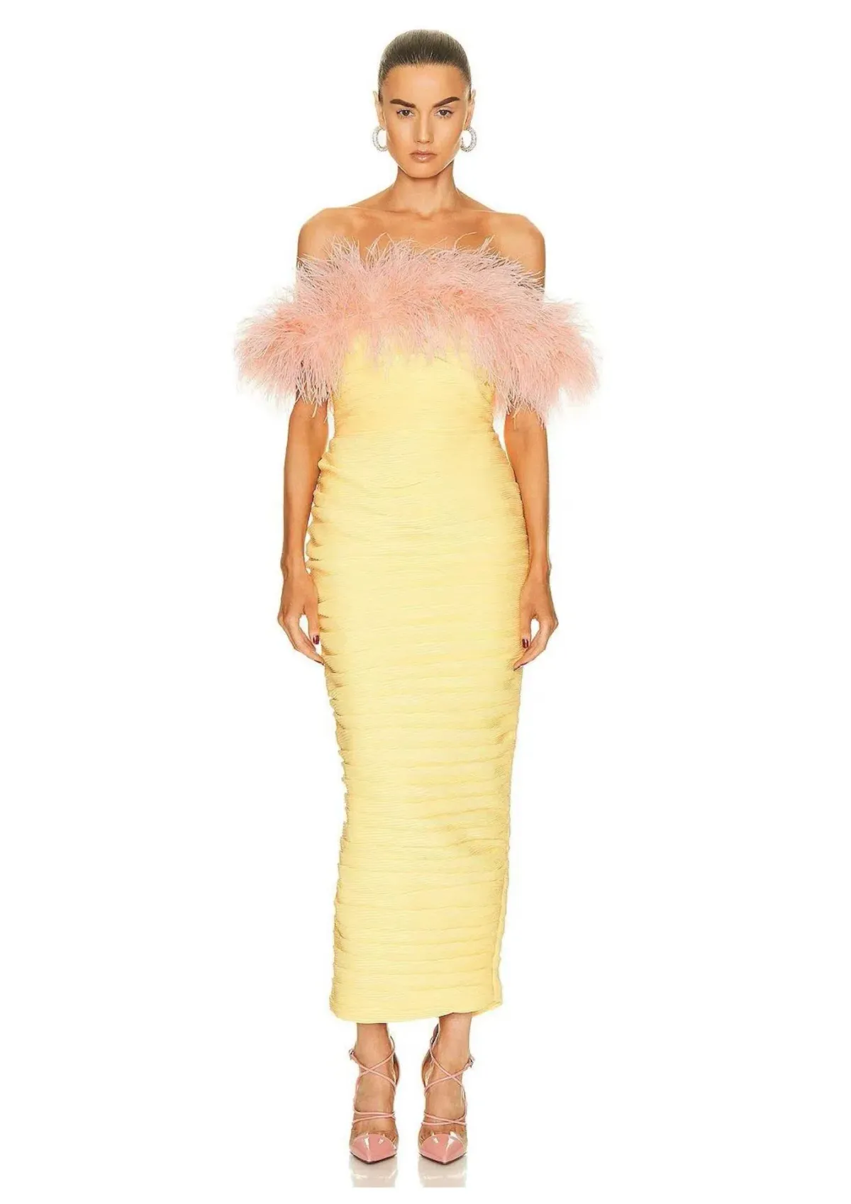 Rachel Gilbert Zion Midi Dress Lemon Yellow Size 4 / AU 14 for rent on The Volte - main image