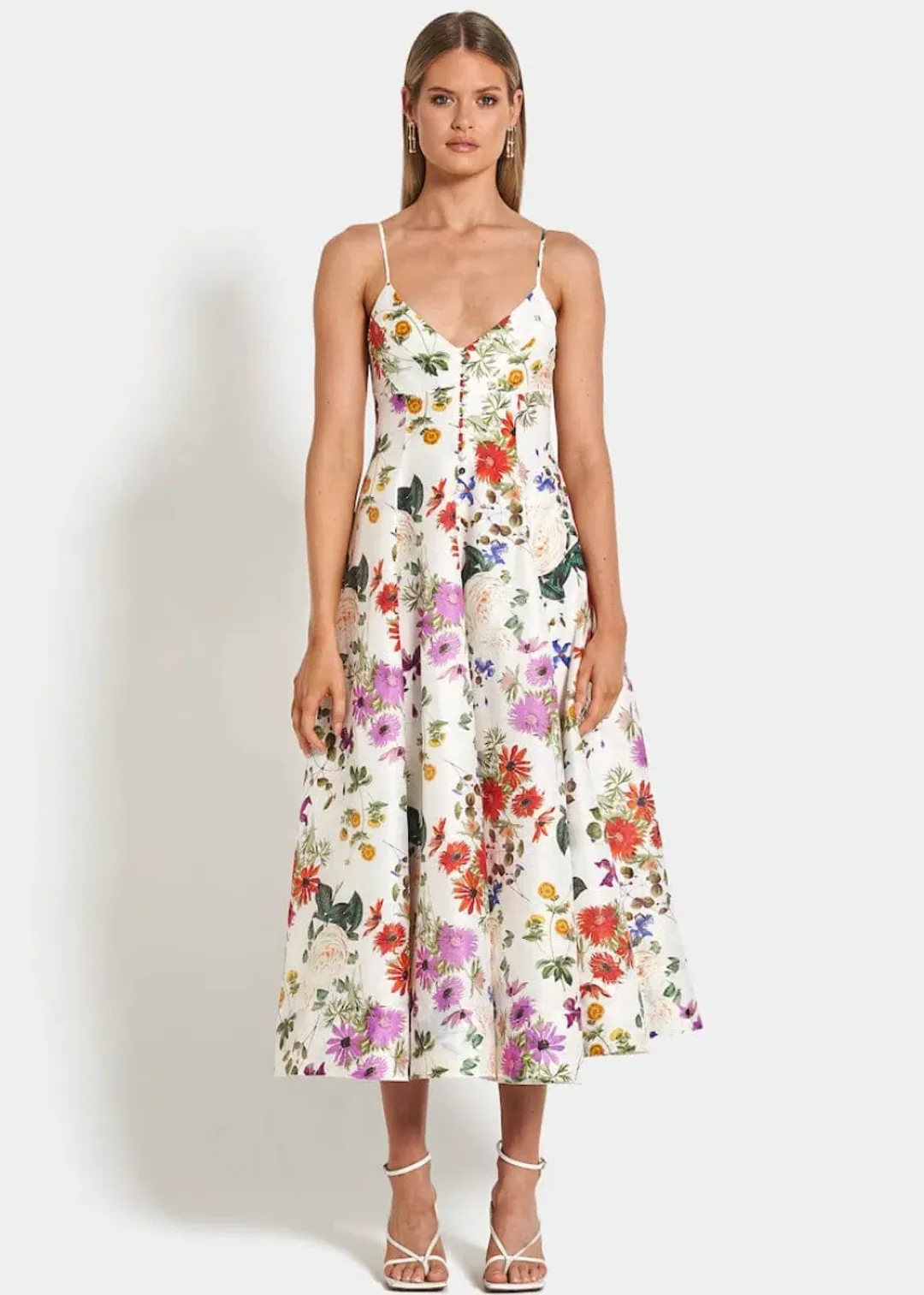 Sofia The Label Evie Midi Dress in Enchanted Floral Size 8 for rent on The Volte - main image