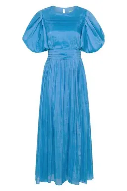 Aje Sylvia Pintuck Midi Dress Azure Blue Size 8 for rent on The Volte - image 6
