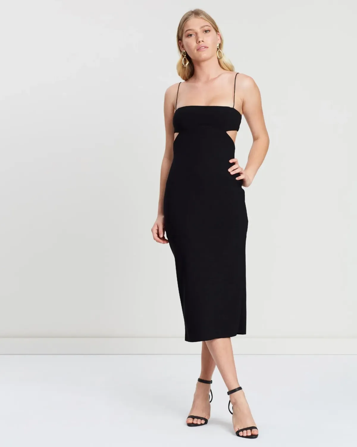 Bec & Bridge Elle Cut Out Midi Dress Black Size AU 6 for rent on The Volte - main image