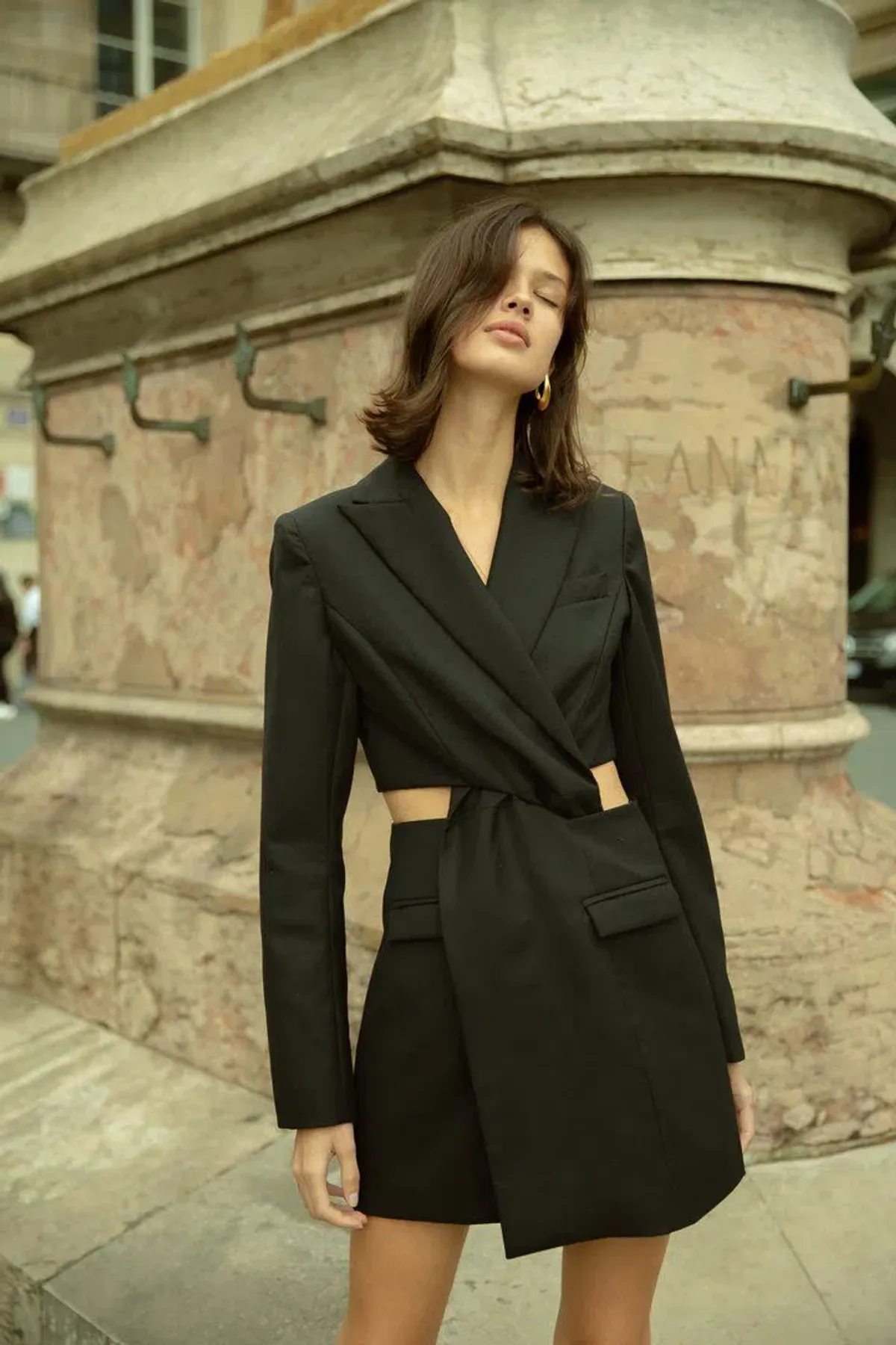 Anna Quan Chiara Blazer Mini Dress Black Size 8 for rent on The Volte - main image