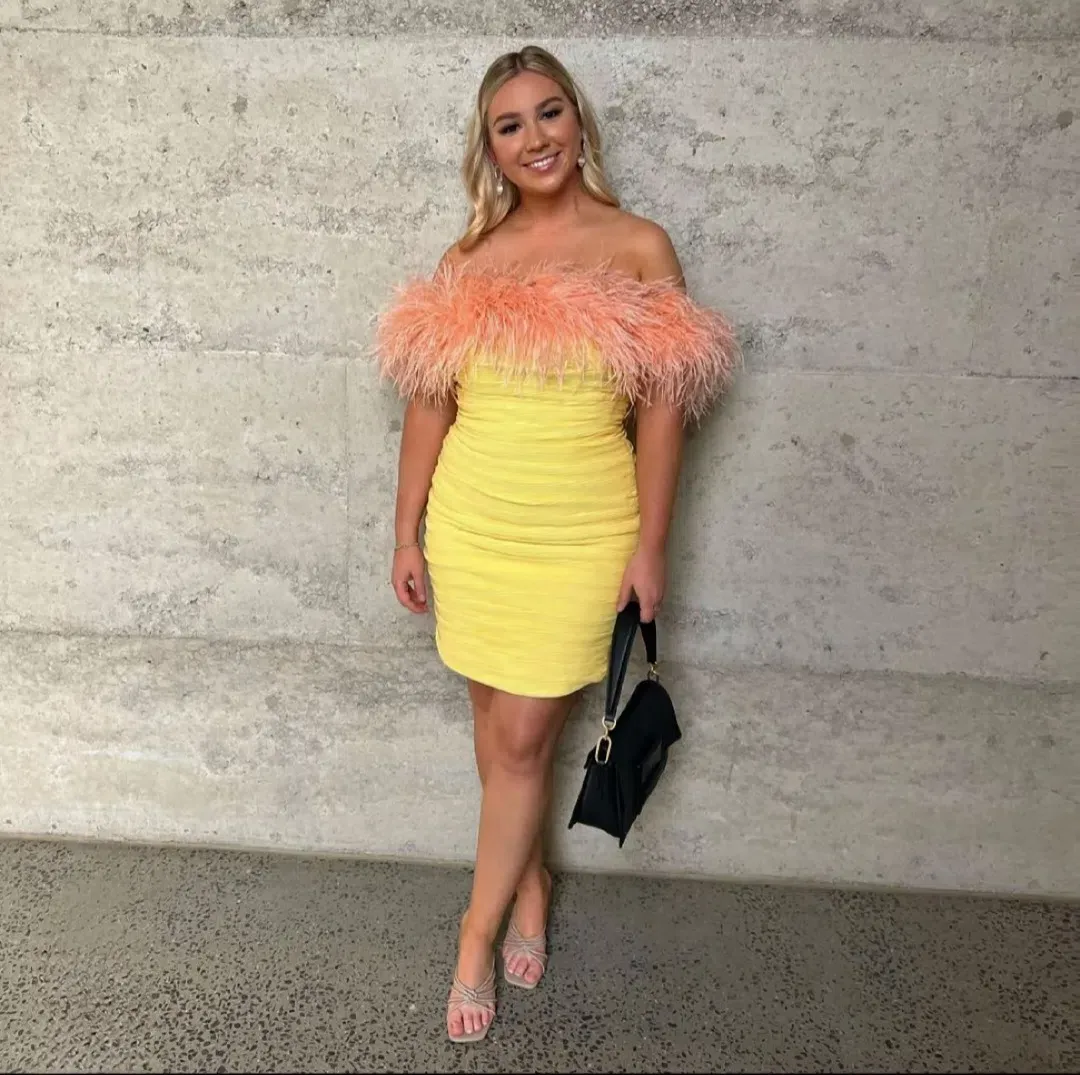 Rachel Gilbert Zion Mini Dress Yellow Size 4/AU14  for rent on The Volte - main image