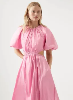 Aje Capucine Puff Sleeve Midi Dress Bon Bon Pink Size 6 for rent on The Volte - image 4