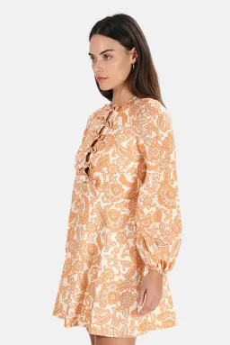 Zimmermann Peggy Scallop Short Dress Orange Paisley Size 2/ 10-12  for rent on The Volte - image 6