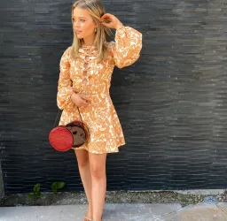 Zimmermann Peggy Scallop Short Dress Orange Paisley Size 2/ 10-12  for rent on The Volte - image 2