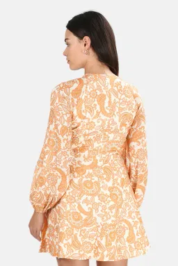Zimmermann Peggy Scallop Short Dress Orange Paisley Size 2/ 10-12  for rent on The Volte - image 5