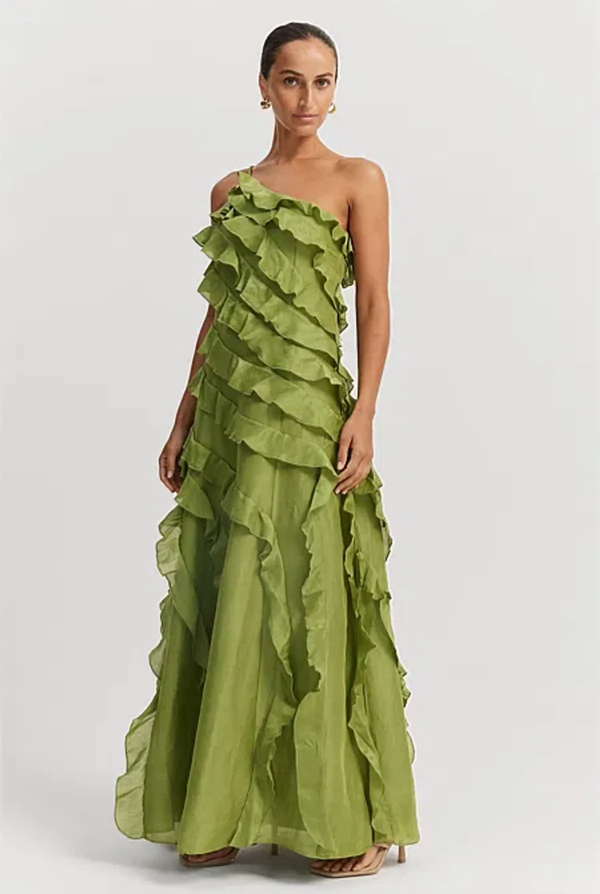 Country Road Cactus Ruffle Maxi Dress Green Size 6 for rent on The Volte - main image