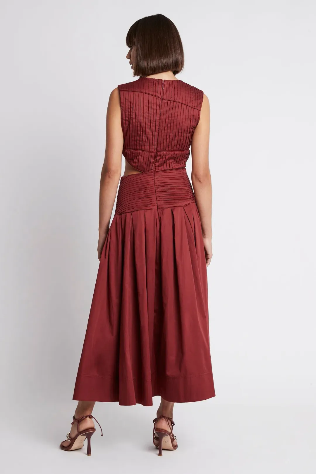 Aje Cascade Cut Out Dress Burgundy Size 8 for rent on The Volte - main image