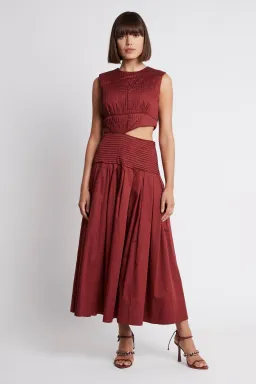 Aje Cascade Cut Out Dress Burgundy Size 8 for rent on The Volte - image 1