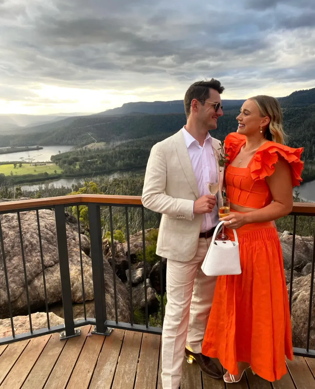 Aje Imagination Frill Top & Yves Midi Skirt in Orange Size 10 for rent on The Volte - main image