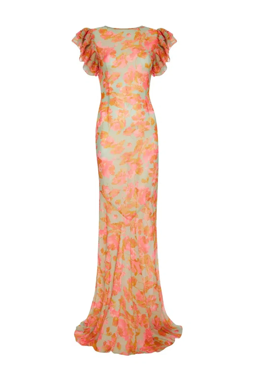 De La Vali Bougainvillea Maxi Dress Chiffon Sage Floral Size 6 for rent on The Volte - main image