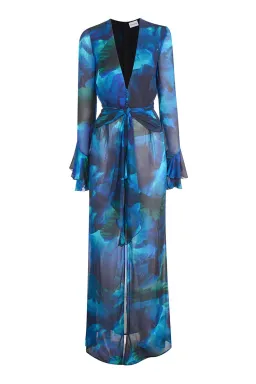 Rat & Boa Fiorella Maxi Dress Blue Multi Size S/ AU 8 for rent on The Volte - image 7