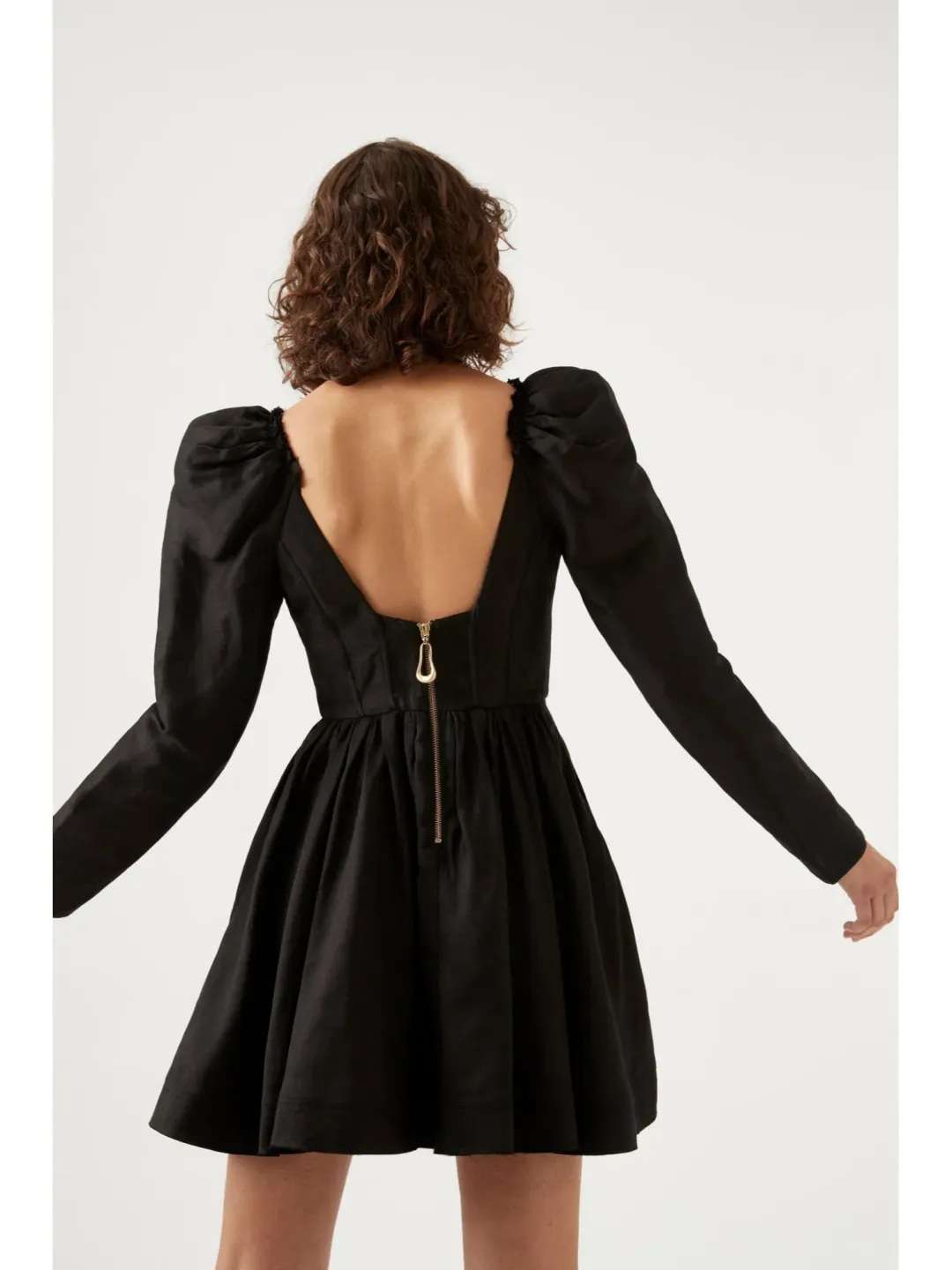 Aje Fleur Corset Long Sleeve Mini Dress in Black Size AU 8 for rent on The Volte - main image